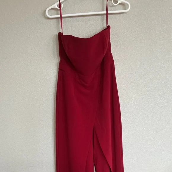 White House Black Market Strapless Red Jumpsuit - Picture 4 of 7